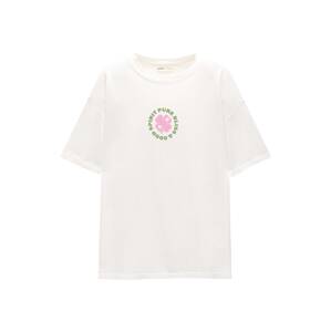 Pull&Bear Póló  kiwi / rózsaszín / fehér