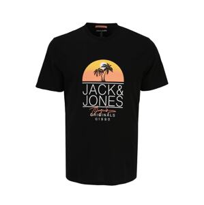 Jack & Jones Plus Póló 'CASEY'  sárga / korál / fekete / fehér