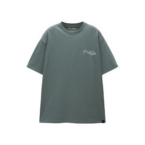 Pull&Bear Póló  szürke / sötétzöld