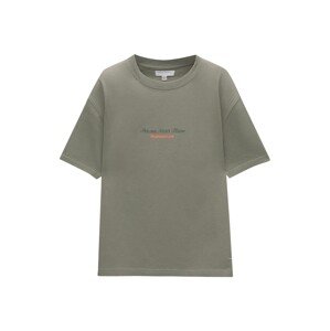 Pull&Bear Póló  khaki / sötétzöld / narancs / fehér