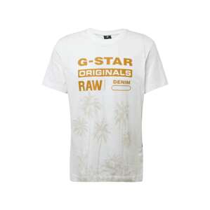 G-Star RAW Póló 'Palm'  bézs / sötét narancssárga / fehér