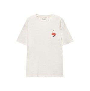 Pull&Bear Póló 'CHEERIES'  piros / kárminvörös / fekete / fehér