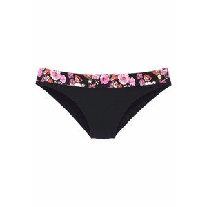 LASCANA Bikini nadrágok 'Blümli'  fekete / rózsaszín