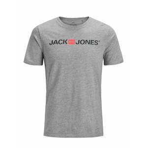 JACK & JONES Póló 'Essentials'  szürke melír / pasztellpiros / fekete
