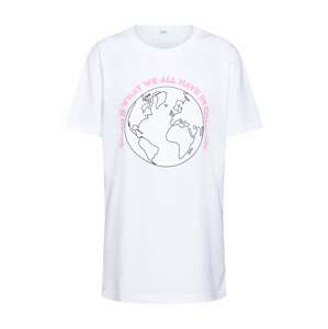 Merchcode Póló 'Planet Earth'  fehér / világos-rózsaszín / fekete