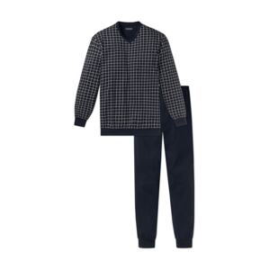 SCHIESSER Hosszú pizsama  sötétkék / szürke / fehér