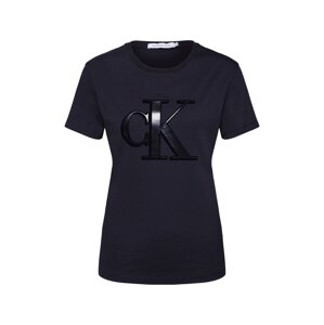 Calvin Klein Jeans Shirt 'FLOCK MONOGRAM CK SLIM TEE'  fekete