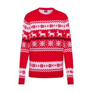 Urban Classics Pulóver 'Norwegian Christmas Sweater'  piros / fehér