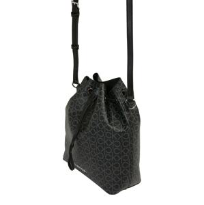 Calvin Klein Zsáktáskák 'DRAWSTRING BUCKET BAG MONOGRAM'  szürke / fekete