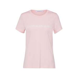 Calvin Klein Jeans Póló 'INSTITUTIONAL LOGO SLIM FIT TEE'  rózsaszín / fehér