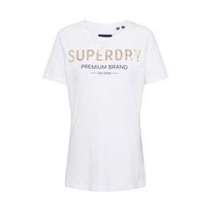 Superdry Póló  fehér / arany / fekete