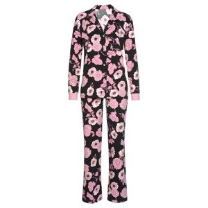 LASCANA Pyjama  fehér / fekete / rózsaszín