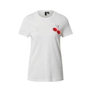 VERO MODA Shirt 'VMSAFINAFRANCIS SS TOP BOX JRS'  piros / fehér