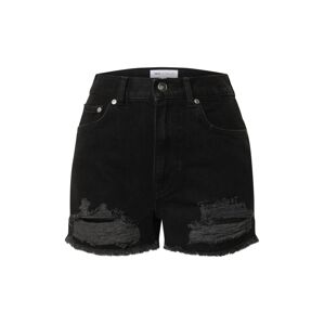 NU-IN Farmer 'Distressed Denim Shorts'  fekete