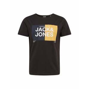 JACK & JONES Póló 'Dope'  fekete / fehér / narancs