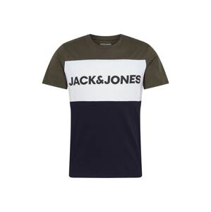 JACK & JONES Póló  sötétkék / sötétzöld / fehér