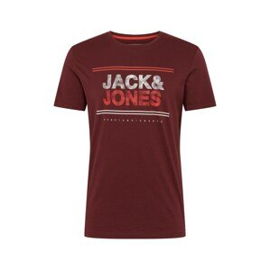 JACK & JONES Póló 'STAR'  piros / fehér / borvörös