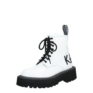 Karl Lagerfeld Fűzős rövid szárú csizmák 'Patrol II Brush Logo Hi Lace'  fehér / fekete