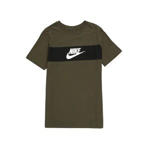 Nike Sportswear Póló  khaki / sötétzöld / fehér