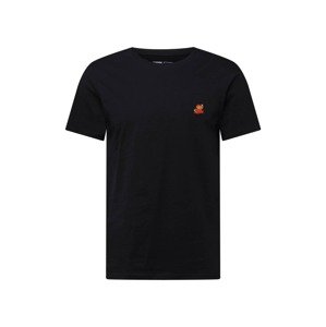 DEDICATED. T-Shirt 'Stockholm'  fekete / világosbarna / narancsvörös