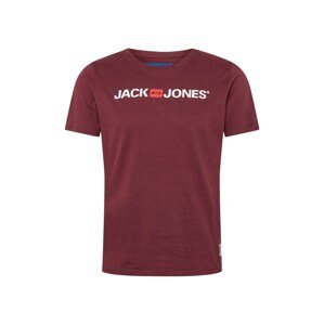 JACK & JONES Póló 'HISTORY'  burgundi vörös / fehér
