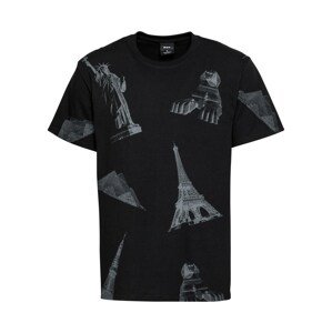 HUF T-Shirt 'LANDMARKS'  fekete / szürke / fehér