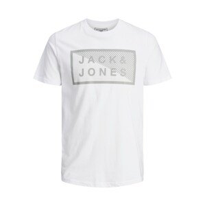 JACK & JONES Póló 'SHAWN'  fehér / világosszürke