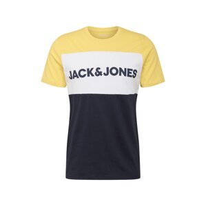 JACK & JONES Póló  sárga / tengerészkék / fehér