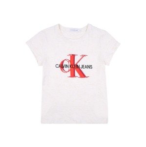 Calvin Klein Jeans Póló  gyapjúfehér / fekete / piros mix / világospiros