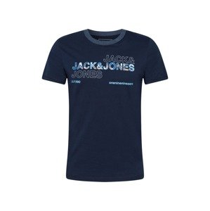 JACK & JONES Póló  tengerészkék / vízszín / kék / fehér