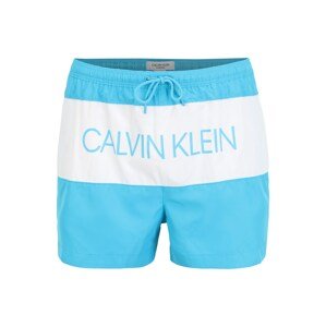 Calvin Klein Swimwear Rövid fürdőnadrágok 'DRAWSTRING'  türkiz / fehér