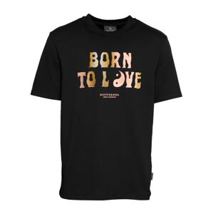 SCOTCH & SODA Póló 'BORN TO LOVE'  fekete / barna