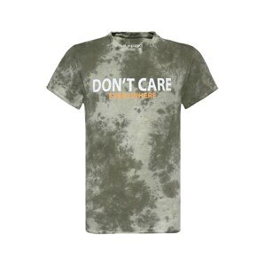 BLUE EFFECT Póló 'Don't Care'  khaki / pasztellzöld / fehér / világos narancs