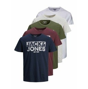 JACK & JONES Póló  sötétkék / sötétvörös / sötétzöld / szürke melír / fehér