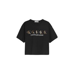 Calvin Klein Jeans Póló  fekete / fehér / aranysárga