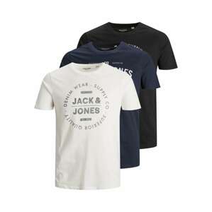 JACK & JONES Póló  fehér / sötétkék / fekete