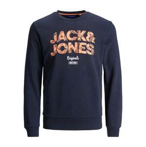 JACK & JONES Tréning póló  tengerészkék / narancs / fehér