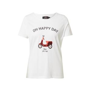 Zwillingsherz Póló 'Oh Happy Day'  fehér / piros / fekete