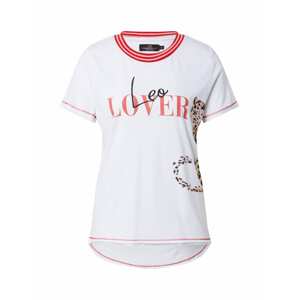 Zwillingsherz Shirt 'Leo Lover'  fehér / piros / világosbarna