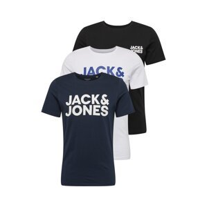 JACK & JONES Póló  tengerészkék / encián / fekete / fehér