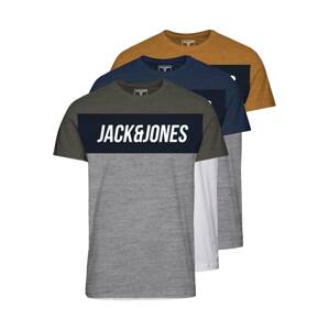 Jack & Jones Junior Póló 'Temp'  tengerészkék / mustár / szürke melír / khaki / fehér
