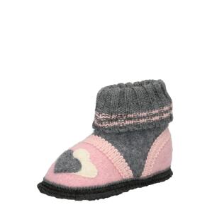 BECK Házi cipő 'Little Hearts'  bazaltszürke / rózsaszín / fehér