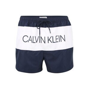 Calvin Klein Swimwear Rövid fürdőnadrágok 'DRAWSTRING'  fekete / fehér