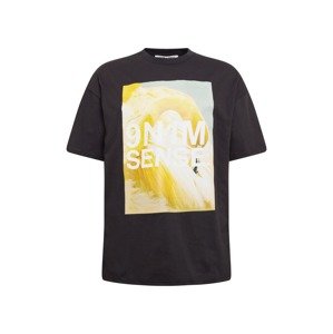 9N1M SENSE T-Shirt 'Yellow Flamingo'  fekete / sárga / világosszürke / fehér