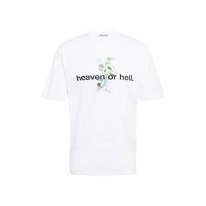 9N1M SENSE T-Shirt 'Heaven or Hell'  fehér / fekete / fűzöld