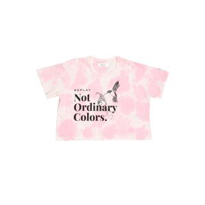 REPLAY Póló  rózsaszín / fehér / fekete