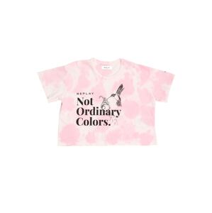 REPLAY T-Shirt  rózsaszín / fehér / fekete