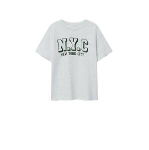 MANGO TEEN T-Shirt 'CAMISETA NYC'  szürke melír / fenyő