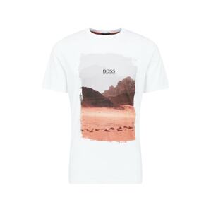 BOSS Casual T-Shirt 'Tsummery'  fehér / barna / világosbarna / szürke