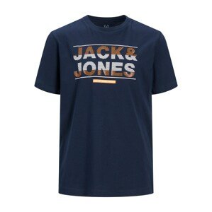Jack & Jones Junior Póló 'Mount'  tengerészkék / fehér / fekete / narancs